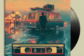 design a vintage album cover with a retro aesthetic