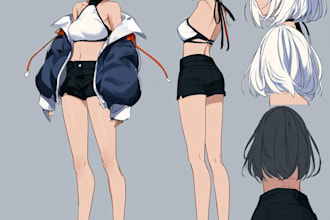 draw anime character sheet or reference sheet for