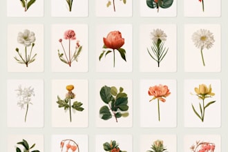 create botanical artwork of plants and flowers