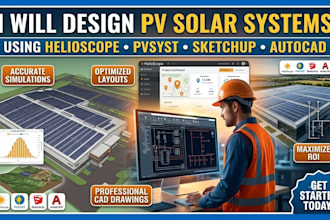 design pv solar system using helioscope pvsyst sketchup or autocad