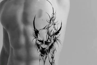 create a custom tattoo design cybersigilism, anime, tribal