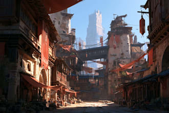 create a game environment concept art or illustration