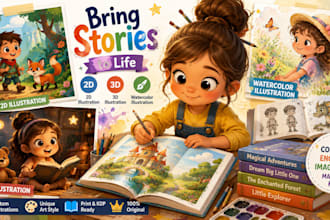 design child book 2d children story book illustration 3d kids book watercolor