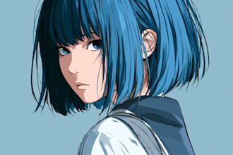anime character an illustration and anime character