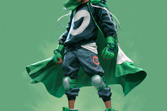 draw a custom anime superhero character in my hero style