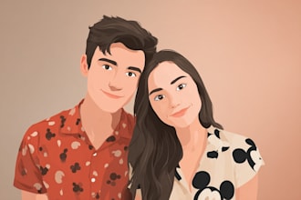 draw cartoon disney couple portrait