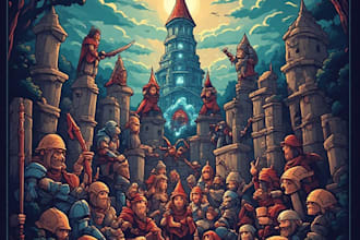draw professonal dnd party character illustration conceptart