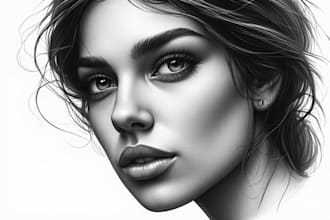 design a high quality charcoal pencil drawing portrait
