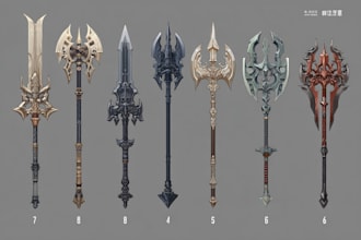 draw mecha helmet, weapon, armor concept
