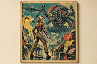 create vintage comic, horror and sci fi art