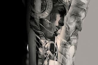 create cyber sigilism, neo tribal for tattoo or clothing