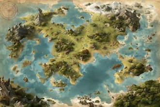 create a fantasy map illustration for map