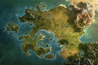 make a fantasy map illustration or site in illustrator