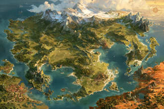 create a fantasy map illustration for map