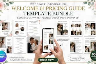 design wedding photographer pricing guide and client welcome guide