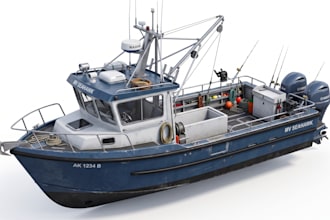create 3d boat model, 3d yatch, 3d ship and boat animation