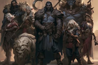 draw an epic custom dnd party illustration