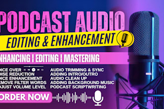 edit, mix, master, cleanup podcast audio, audiobook editing, noise removal