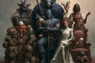 design a cinematic dnd group portrait