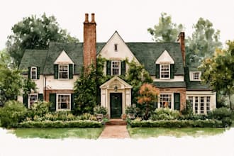 paint watercolor house portrait