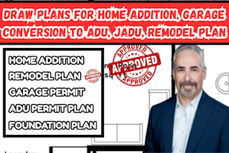 draw plans for home addition, garage conversion to adu, jadu, remodel plan