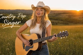 sing country song, country pop and country ballad as a female singer songwriter