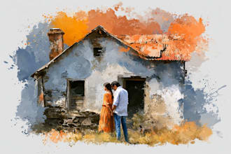 create home portrait watercolor art from photo