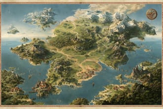 design a fantasy map illustration