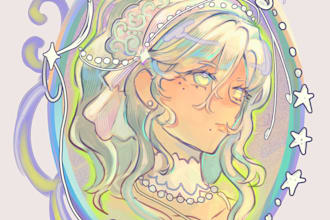draw anime character illustration, headshot and bust up