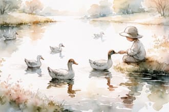 create watercolor children book illustration and kids story book art