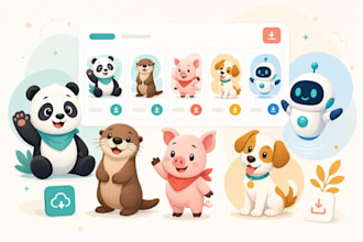 create 2d character design, cartoon mascot character, 2d game art rive animation