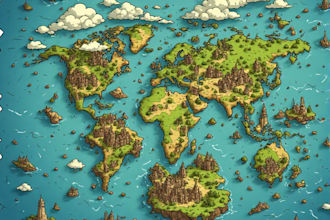 draw fantasy map, world map, city, vector map