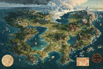 create a fantasy map illustration for map