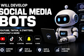 create social media bot, youtube bot, tiktok bot, twitter x bot, snapchat bot