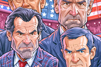 design an political or satirical cartoon