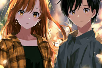 draw a anime couple character art anime