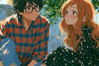 create a anime couple character art anime