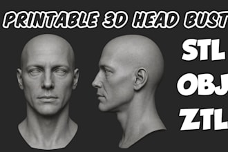 do 3d head bust sculpture printable statue from photo or image for 3d printing