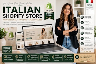 build italian shopify store, shopify website and ecommerce website