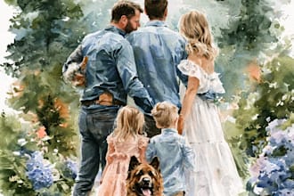 make watercolor family portrait