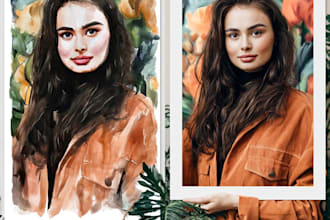 watercolor portrait painting, photo to watercolor portrait