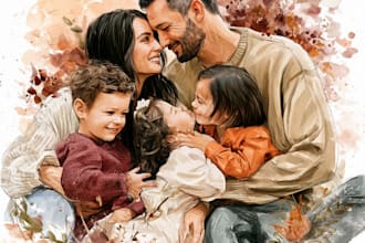 custom watercolor family portrait