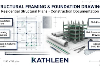 create structural framing foundation and reinforcement drawings for residential