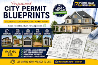 city permit blueprint architect for house plans, adu, garage, deck, shed
