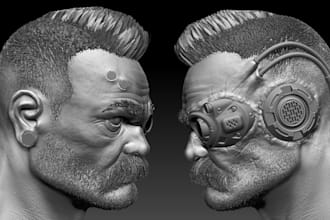 sculpt realistic 3d head, bust, statues, 3d face fully body model for 3d print