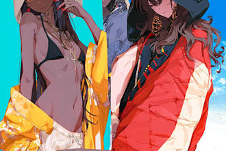 create aesthetic anime fashion illustrations for you