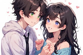 draw a anime character or anime couple character