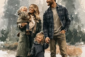 make watercolor family portrait