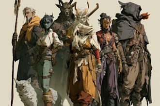 design a dnd party art and group art