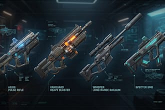 draw custom weapon gun art illustrations or concept